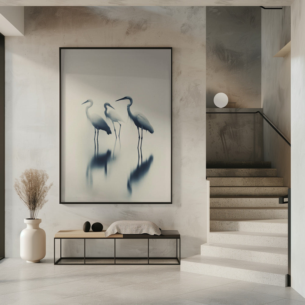 Birds In Lake Poster